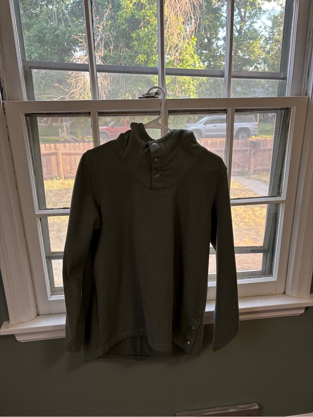 The North Face Olive Green Snap-Neck Pullover